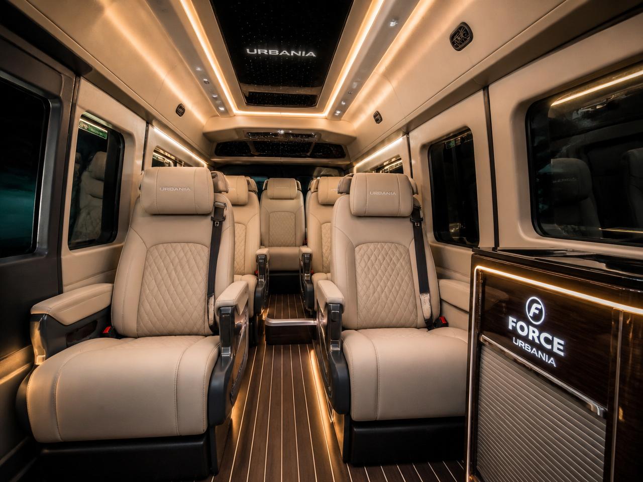 Luxury Force Urbania interior with premium captain seats in Hyderabad